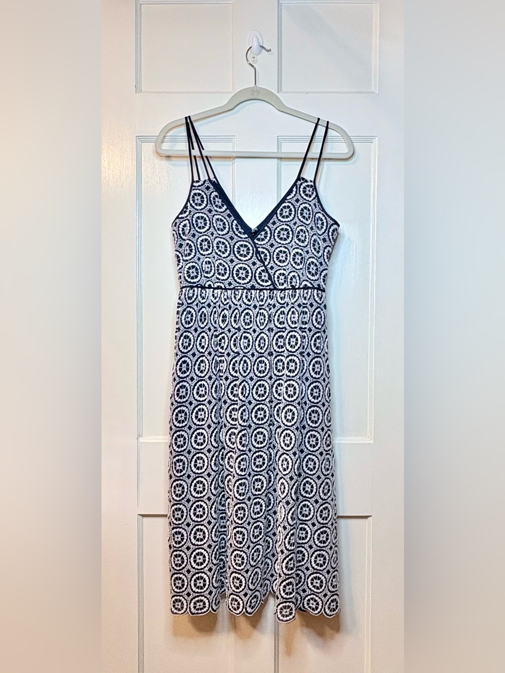 J.Crew Navy Blue Double Strap Eyelet Midi Dress